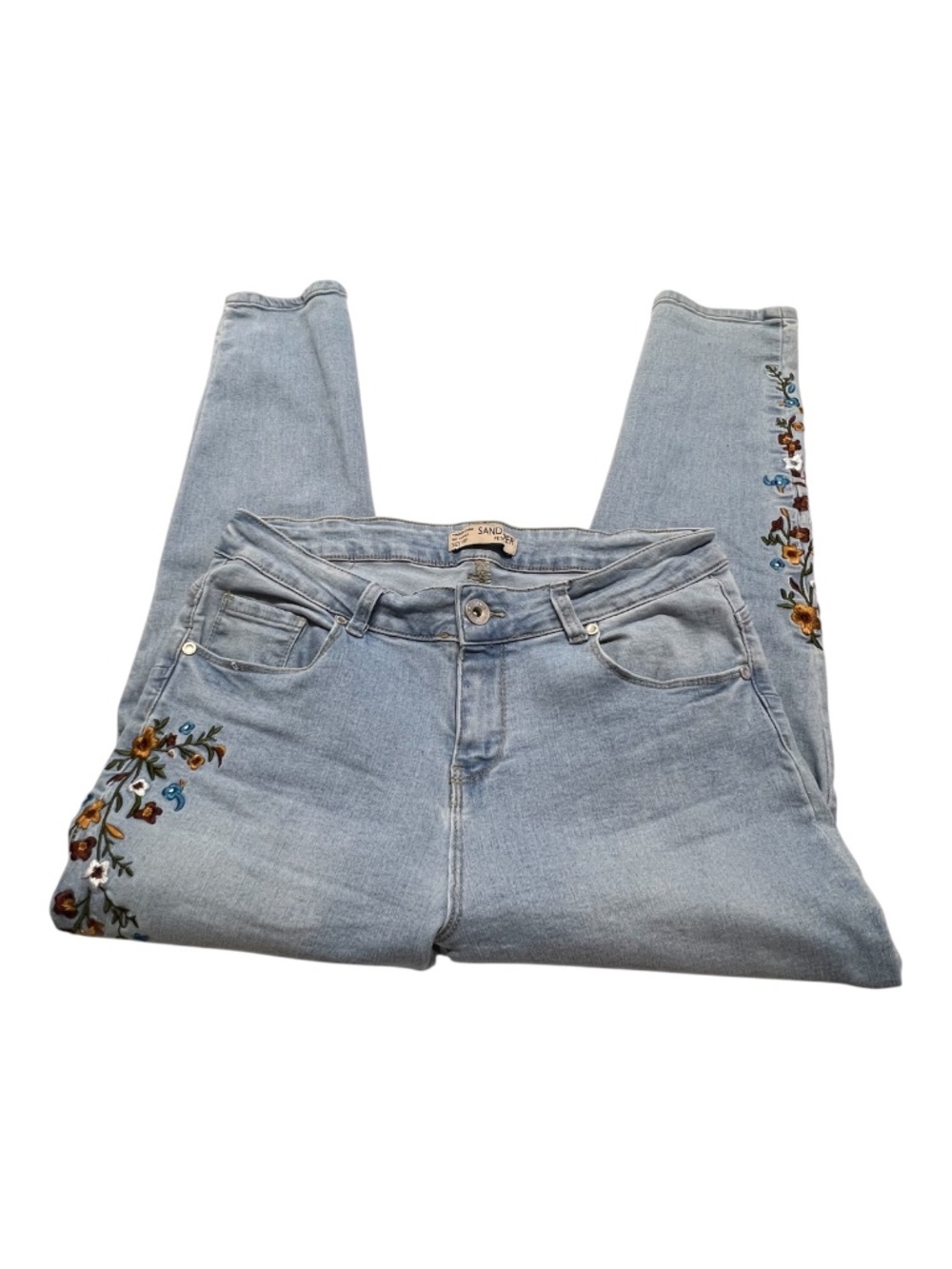 EUC Sandpiper Floral Embroidered Skinny Jeans Light Wash | Size 10P